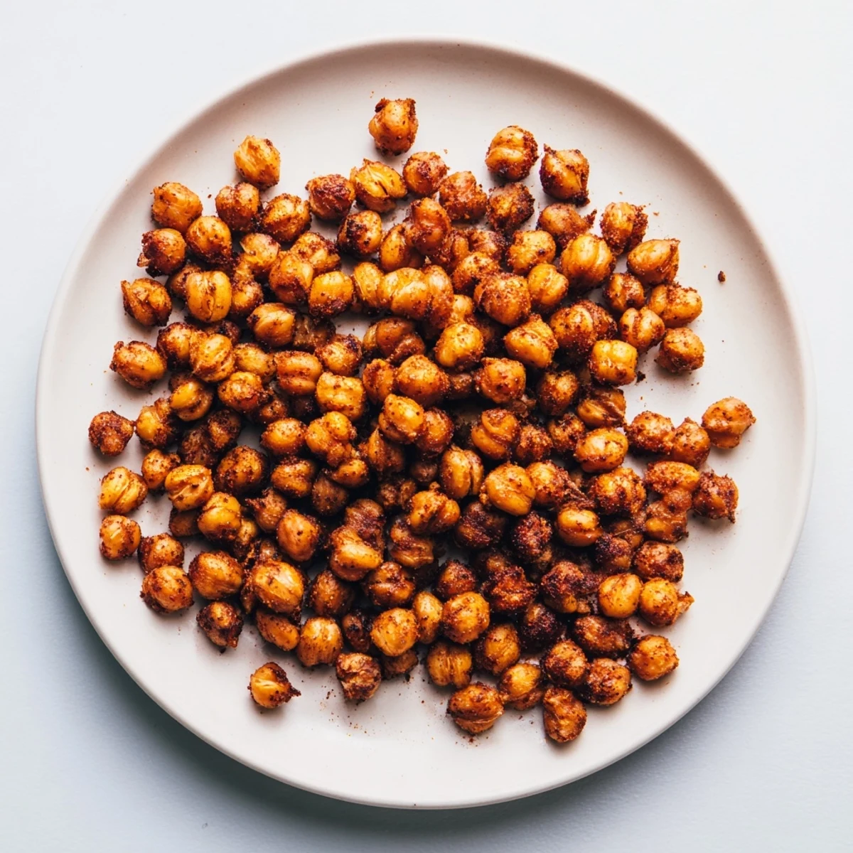 Crispy and flavorful Spicy Roasted Chickpeas, seasoned with cumin, perfect for topping a salad.