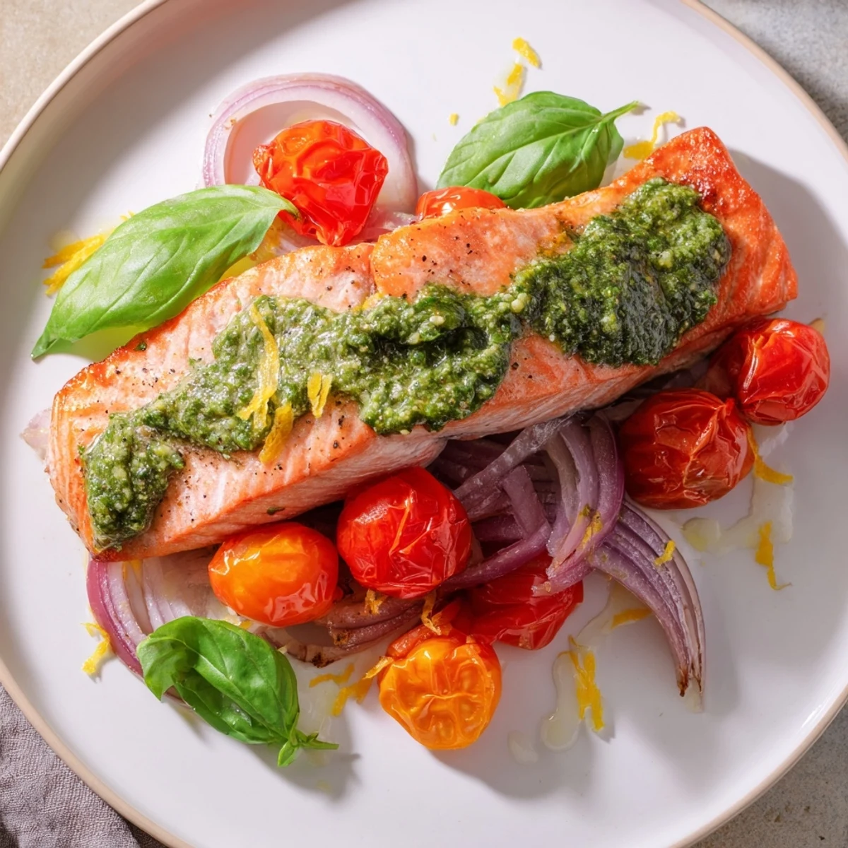 Baked Salmon Pesto Cherry