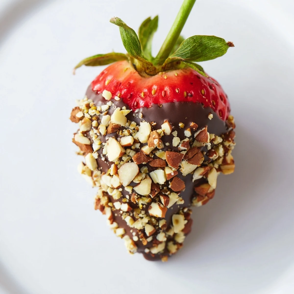 Chocolate Dipped Strawberries with Chopped Nuts resting on parchment paper, drizzled with white chocolate for a beautiful presentation.