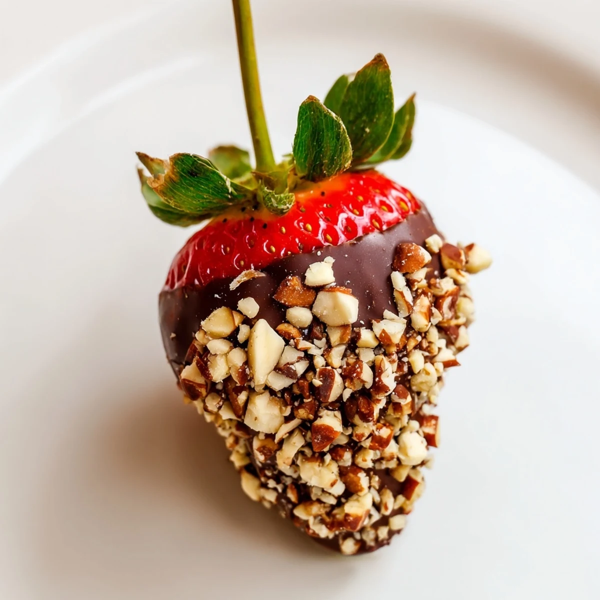 Elegant dessert platter featuring Chocolate Dipped Strawberries with Chopped Nuts, ideal for romantic dates or parties.