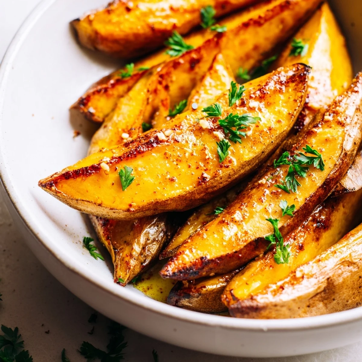 Golden-baked Baked Sweet Potato Wedges with Paprika are crispy on the edges, tender inside, and served fresh from the oven with lemon wedges.