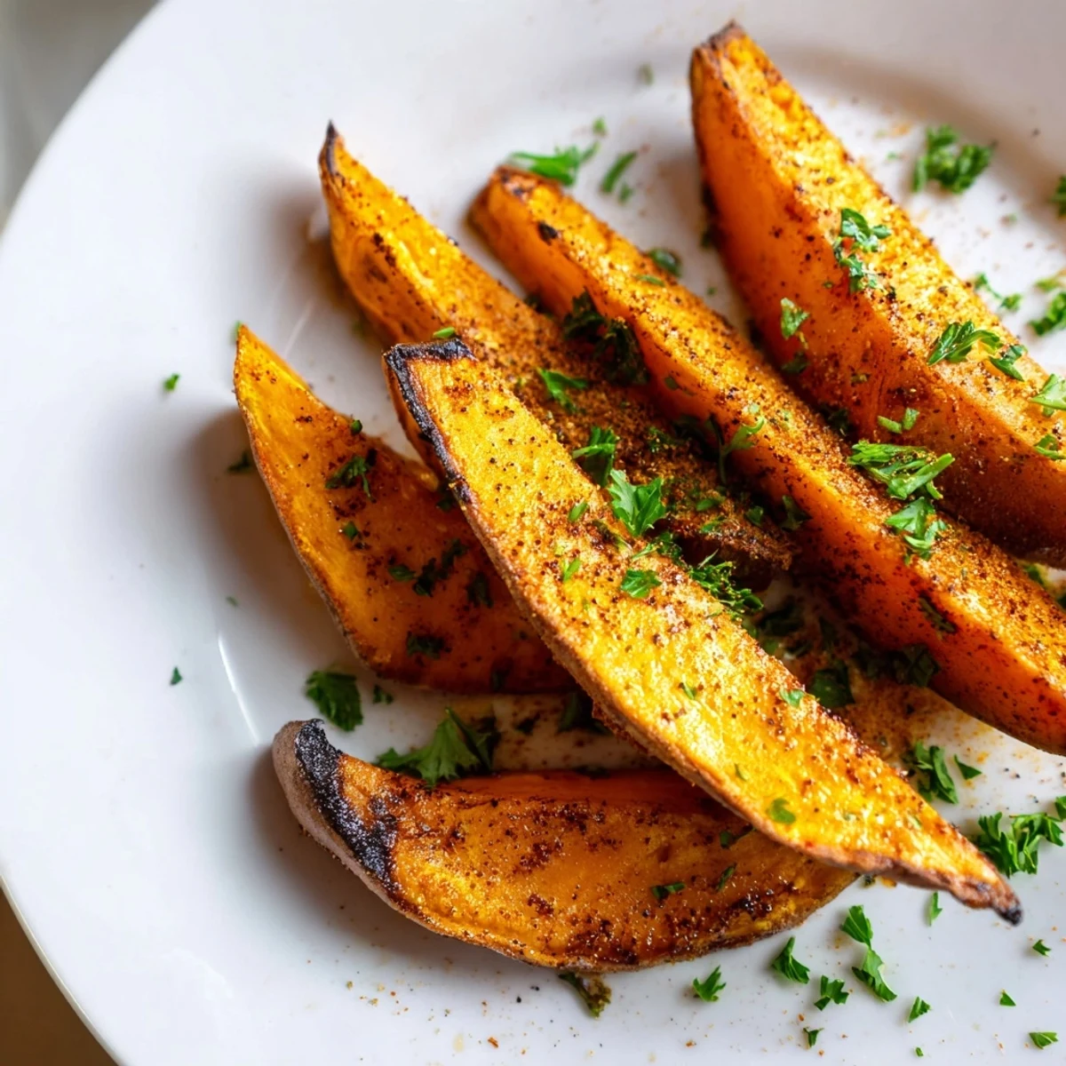 Hearty Baked Sweet Potato Wedges with Paprika feature a smoky seasoning and are plated next to a creamy dipping sauce for game day.