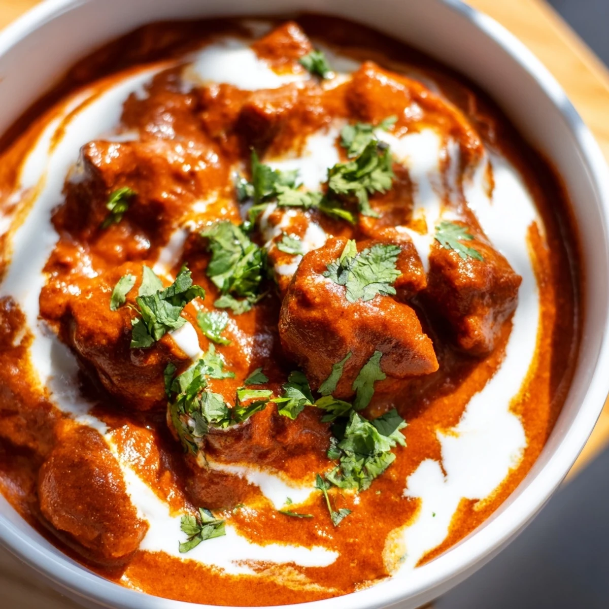 Golden Slow Cooker Chicken Tikka Masala served over fluffy basmati rice with fresh cilantro garnish.