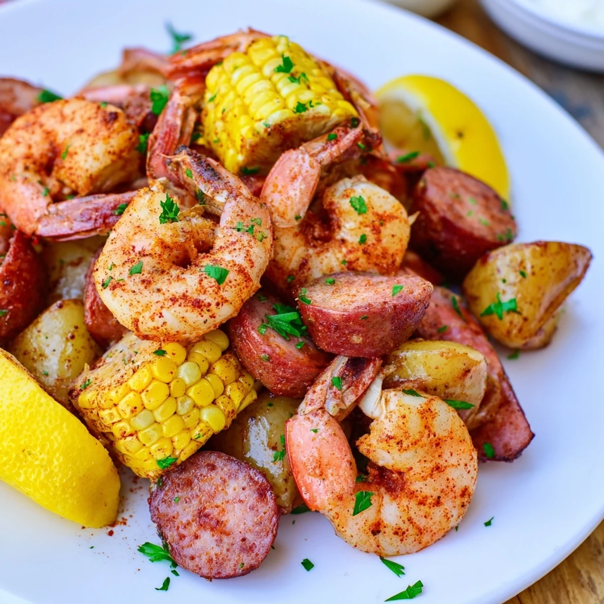 A vibrant, easy-to-make sheet pan version of the classic Southern shrimp boil, featuring juicy shrimp, sweet corn, smoky sausage, and tender potatoes, all roasted with zesty spices for maximum flavor.