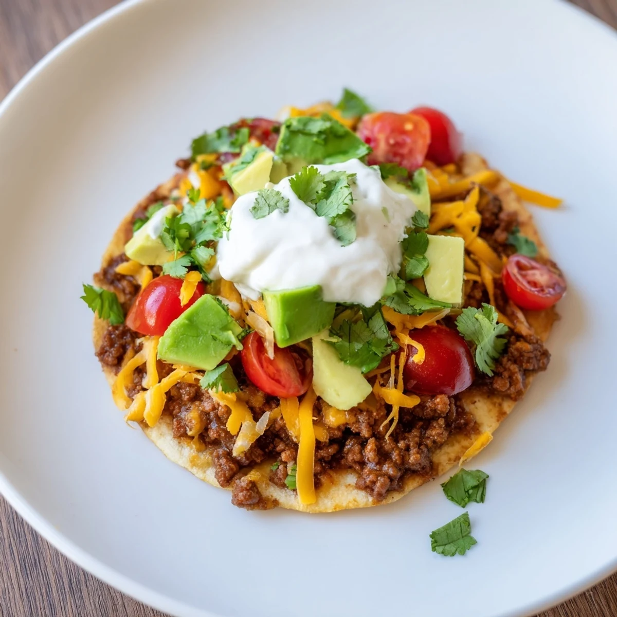Golden, crispy tostadas layered with savory beef, creamy refried beans, and fresh pico de gallo.