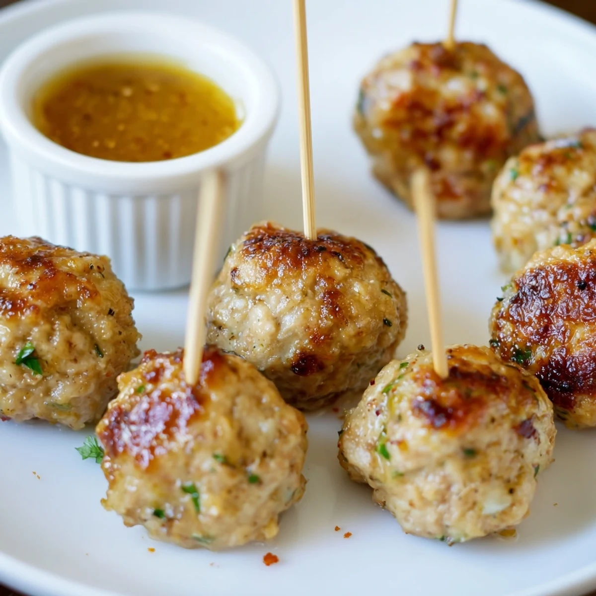 Freshly baked Turkey Appetizer Meatball Bites on a rustic wooden board, served warm for a holiday appetizer spread.