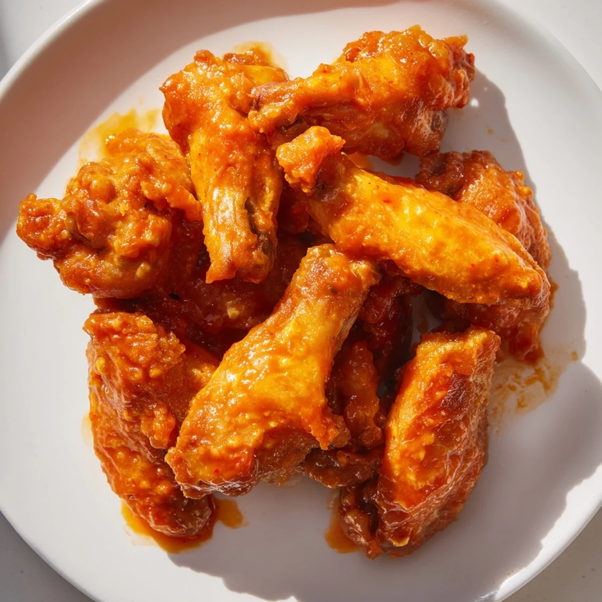 Freshly tossed Spicy Chicken Wings piled high with celery sticks, ready for a game-day appetizer spread.