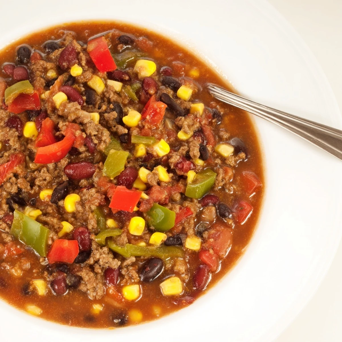 Slow Cooker Chili with Ground Beef simmering in a slow cooker pot, garnished with jalapeños and ready to serve hot.