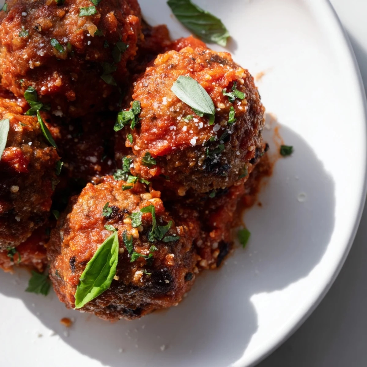 Steaming Beef Meatballs in Marinara Sauce paired with crusty bread on the side, highlighting the tender texture and vibrant red sauce.