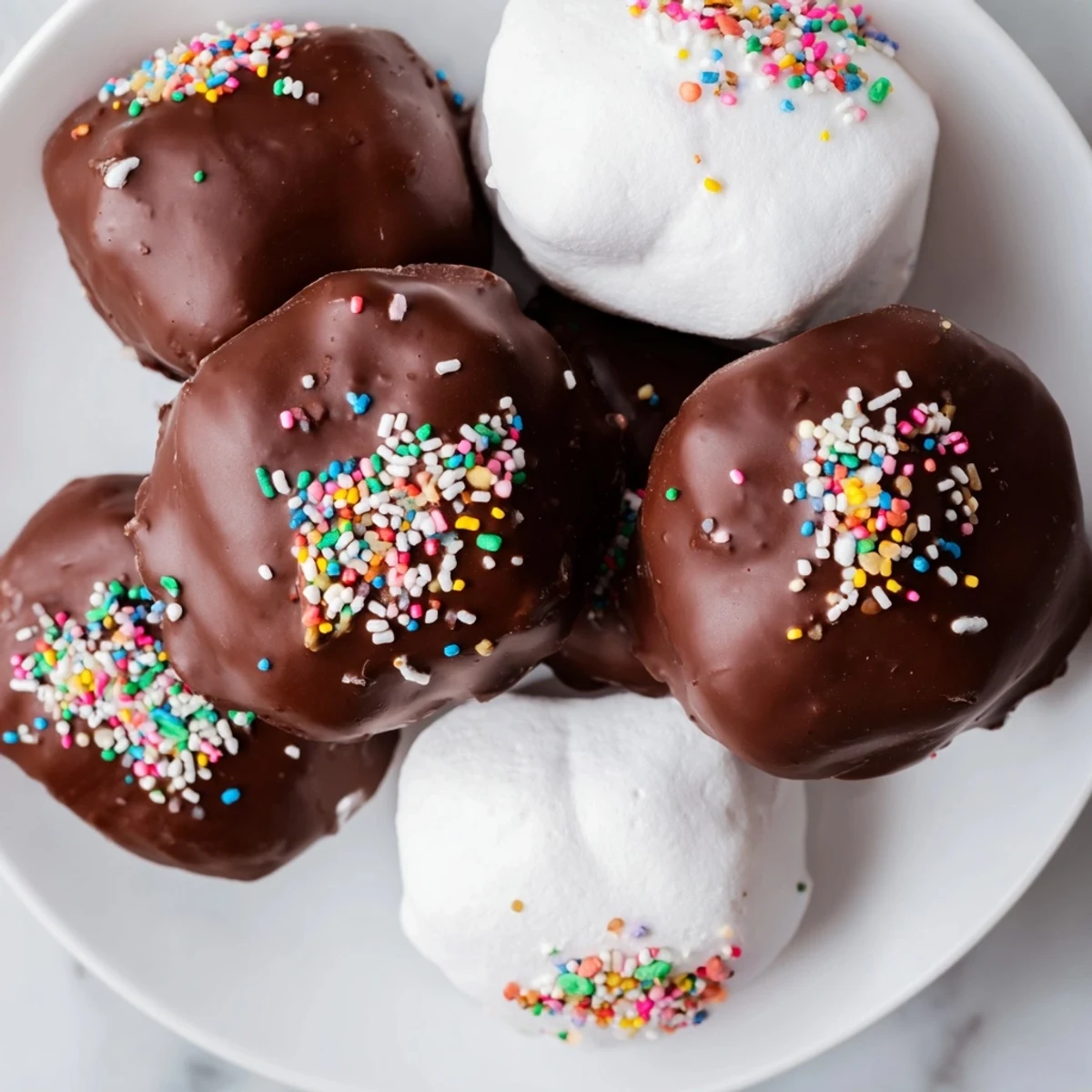 On a parchment-lined tray, Chocolate Covered Marshmallow Peeps set in the fridge, ready to be stored in an airtight container for a sweet snack.