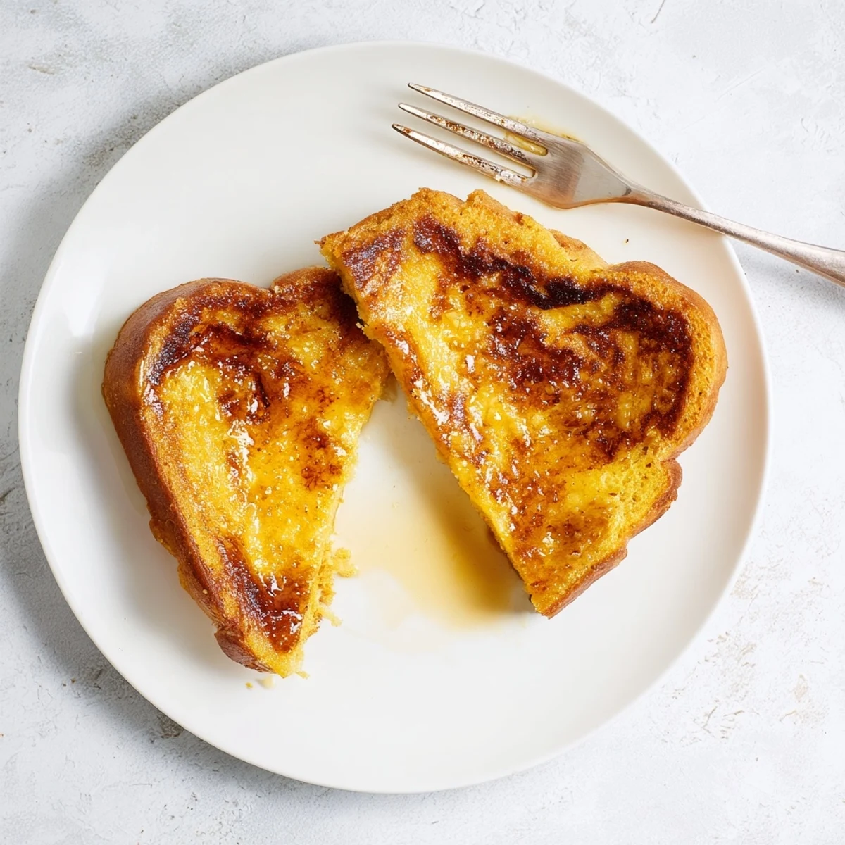 Served on a white plate, this Crème Brûlée French Toast is topped with fresh berries and maple syrup.