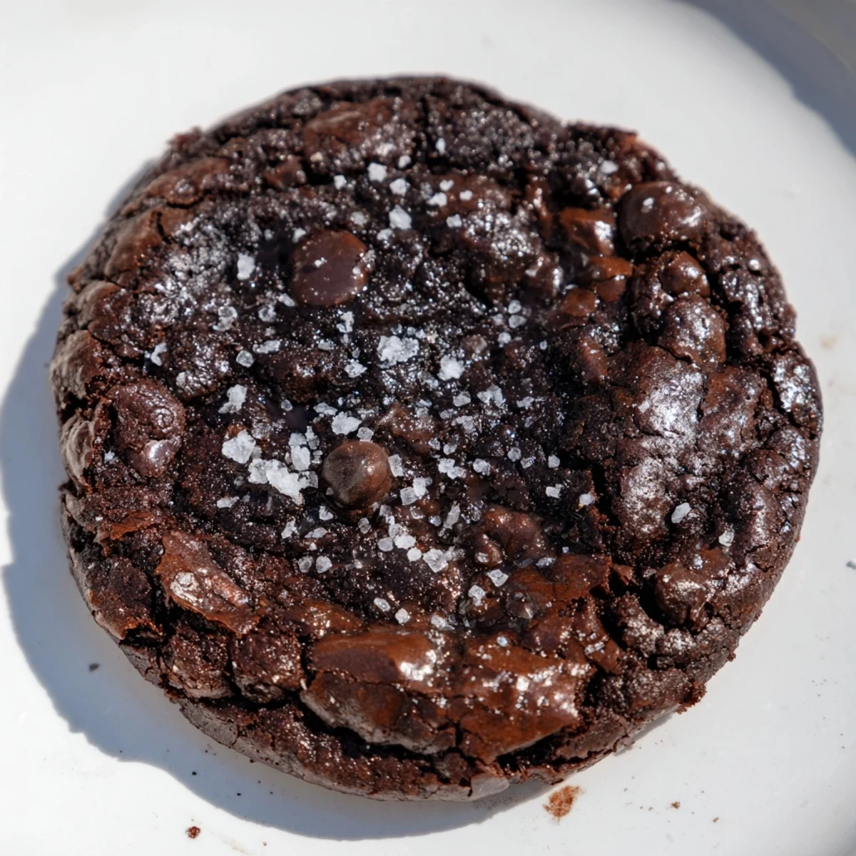 A close-up of freshly baked Gourmet Brownie Cookies on a wire rack, showcasing their crackled tops and rich, fudgy texture.