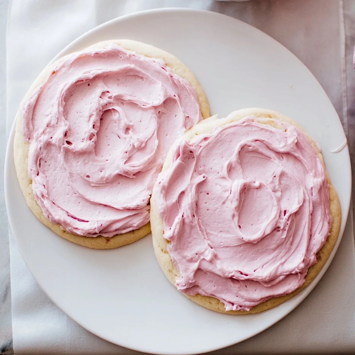 Delicious pink-frosted Giant Chilled Crumbl Sugar Cookies stacked on a cooling rack, showcasing their bakery-style, oversized appearance.