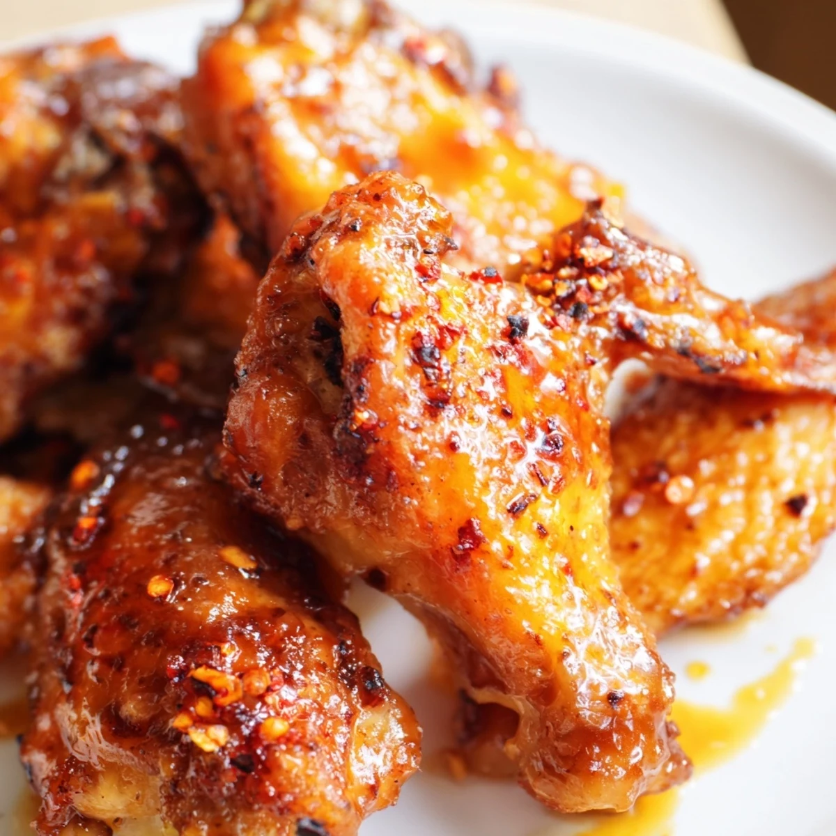 Crispy smoked hot honey chicken wings brushed with sweet heat coating