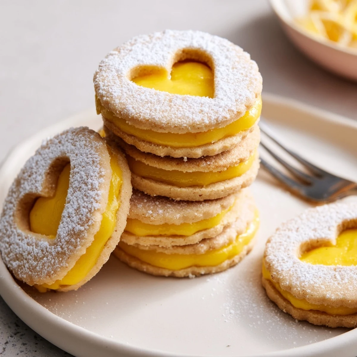 Tender almond flour sandwich cookies filled with bright Meyer lemon curd and sugar