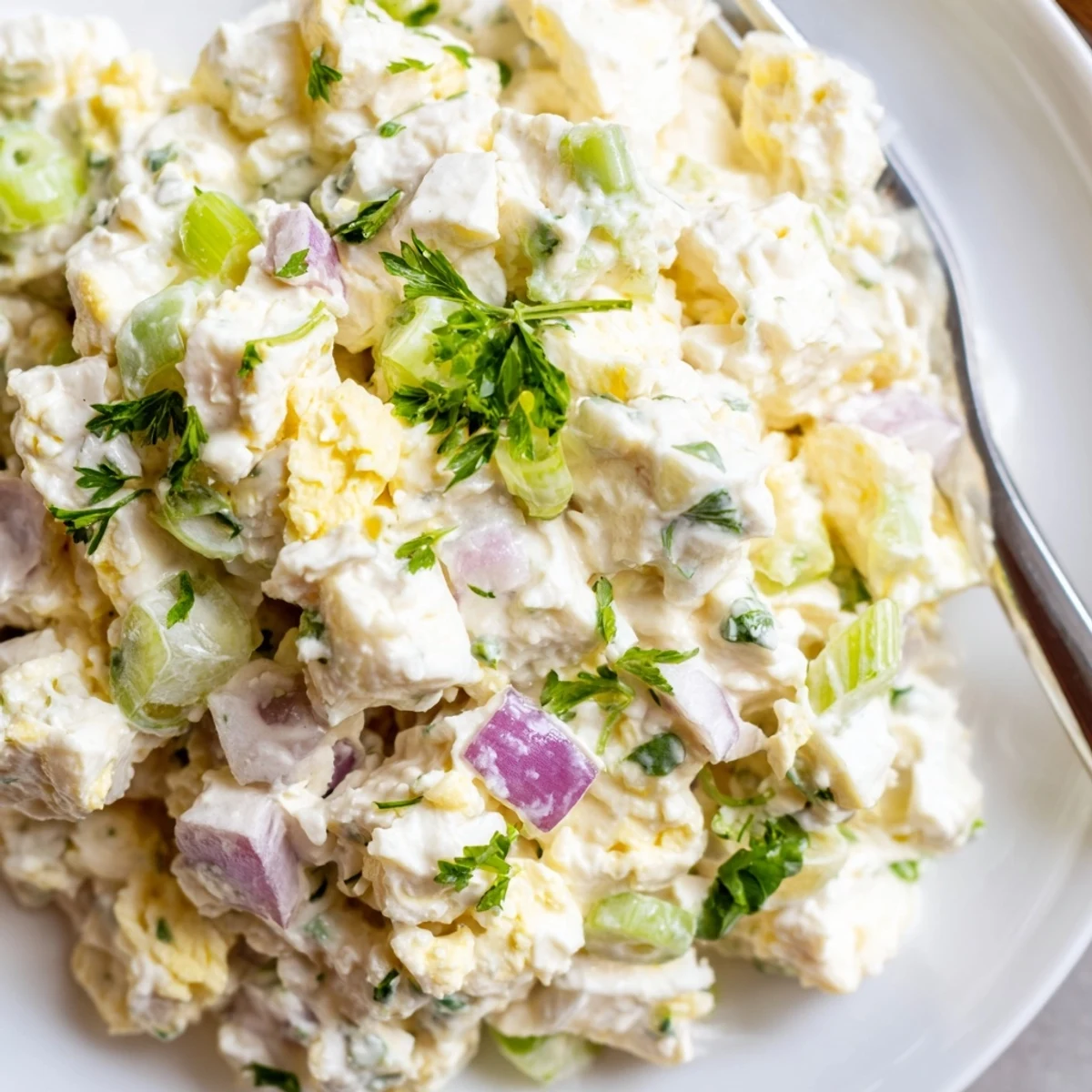 Protein-rich cottage cheese egg salad served on whole grain toast with parsley garnish