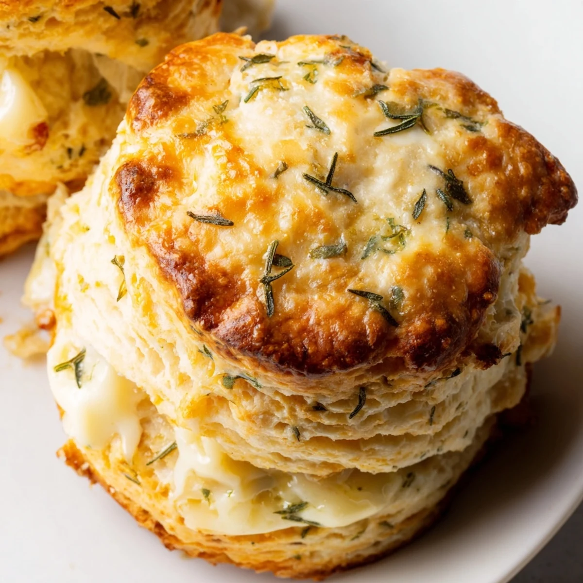 Warm Sage and Gruyere biscuits brushed with cream and sprinkled with fresh sage