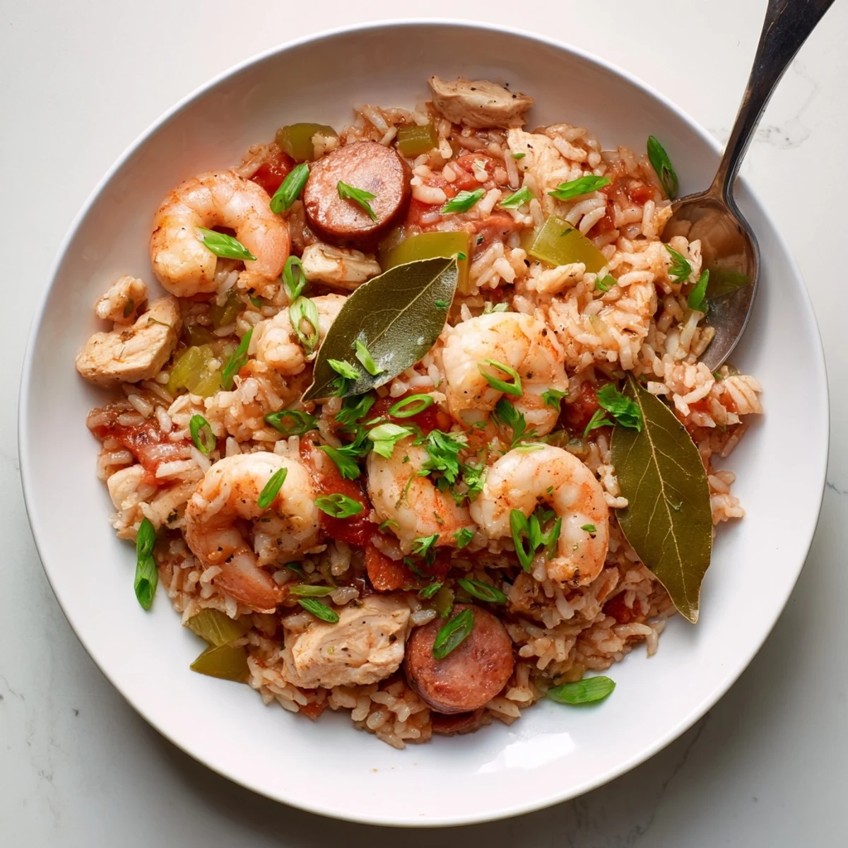 Hearty Crock Pot Jambalaya simmered with tender meats, colorful vegetables, and aromatic Creole spices