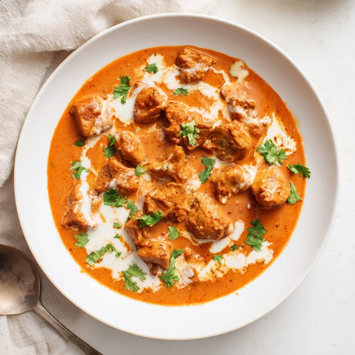 Creamy Instant Pot butter chicken served over fluffy white rice with fresh cilantro garnish
