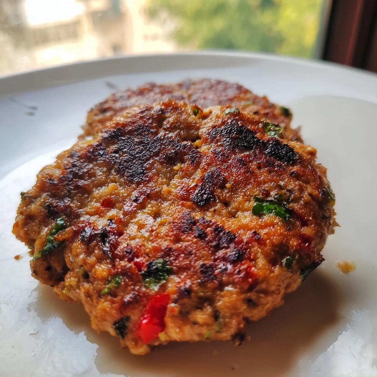 Spiced Pakistani Chapli Kabab served with fresh naan bread, cool yogurt raita, and salad