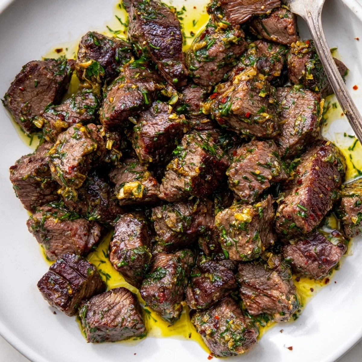 Pan-seared Cowboy Butter Steak Bites tossed in zesty, smoky butter sauce
