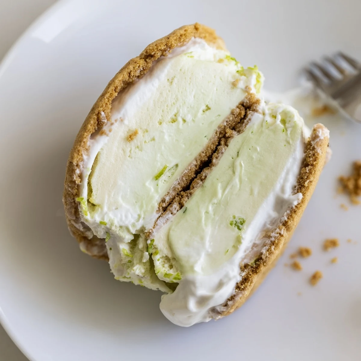 Bright Key Lime Pie Ice Cream Sandwiches, zesty aroma, graham cracker edges rolled