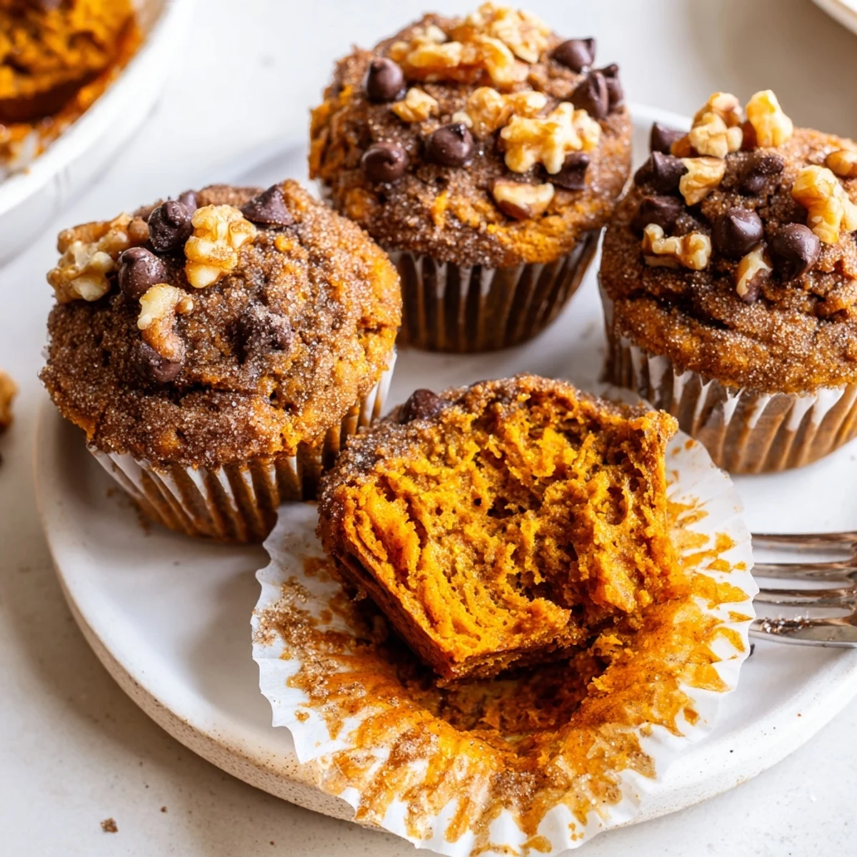 Pumpkin Banana Muffins Recipe: warm, moist muffins cooling on a wire rack