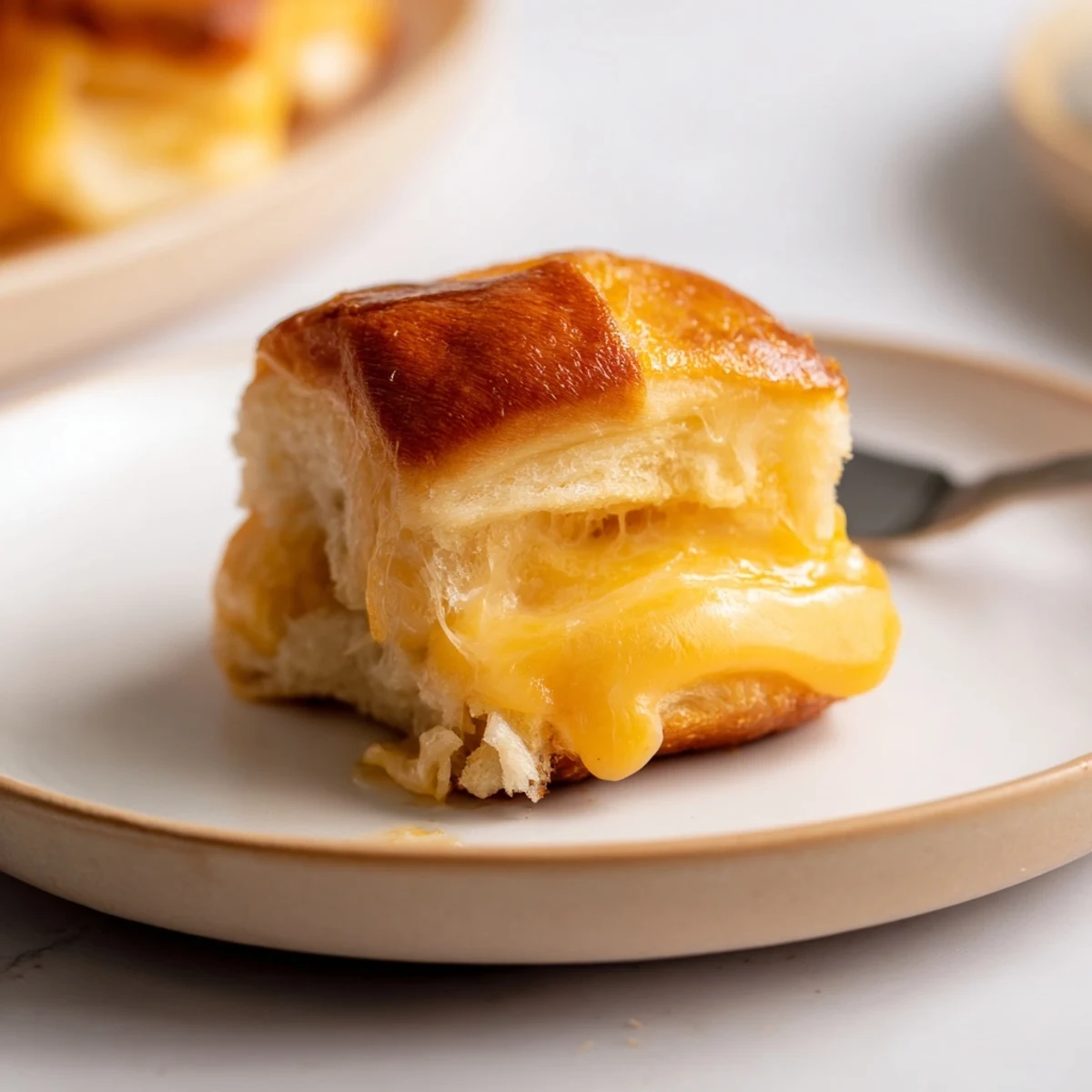 Mini Grilled Cheese Hawaiian Rolls Recipe showing golden tops, melty cheddar oozing