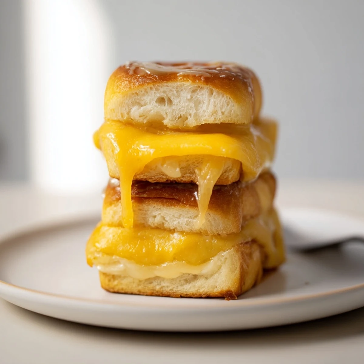 Party-ready Mini Grilled Cheese Hawaiian Rolls Recipe sliced, gooey centers with dip