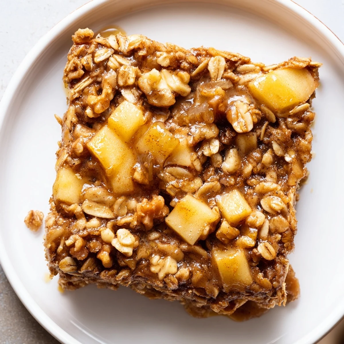 Slices of Delicious Apple Cinnamon Oatmeal Bake Recipe For Mornings, cinnamon aroma.