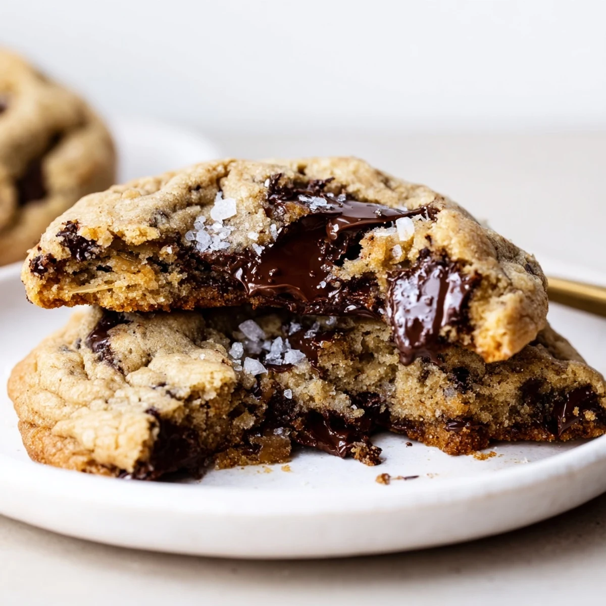 Brown Butter Chocolate Chip Cookies Recipe: golden edges, chewy centers, flaky salt.