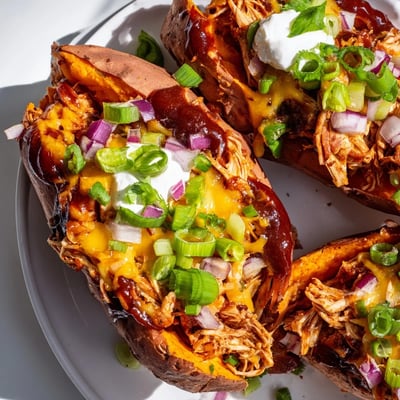 BBQ Chicken Stuffed Sweet Potatoes